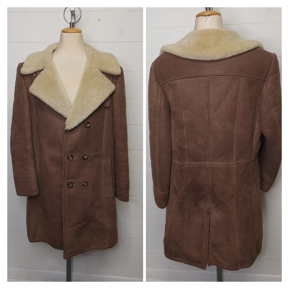Vintage Jeno De Paris Shearling Leather Coat Size 40 (L)